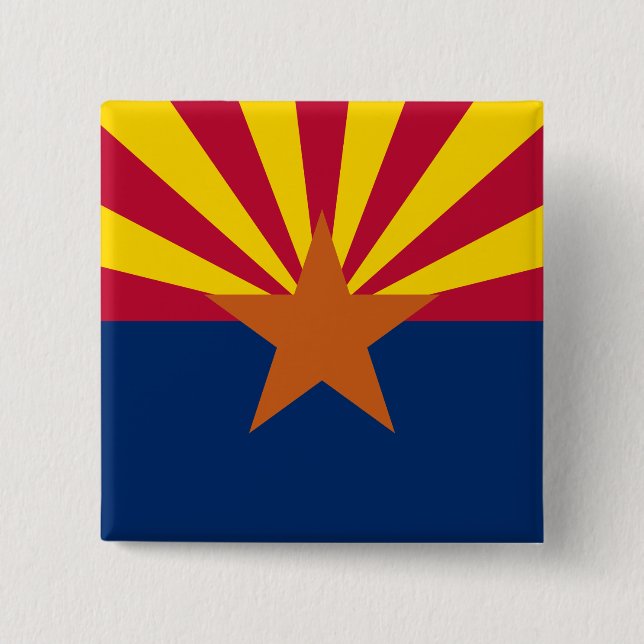 Badge Carré 5 Cm Arizona Drapeau : Réglage de Star Sun, État du cui (Devant)