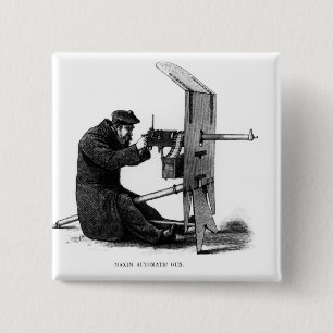 Badge Carré 5 Cm Arme à feu automatique de maxime