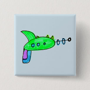 Badge Carré 5 Cm Arme à feu verte de laser