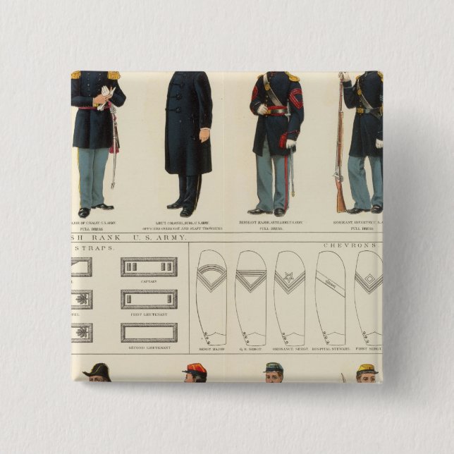 Badge Carré 5 Cm Armées Uniformes, États-Unis, CS (Devant)