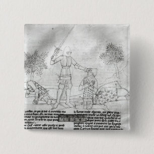 Badge Carré 5 Cm Armer un chevalier sur un champ de bataille