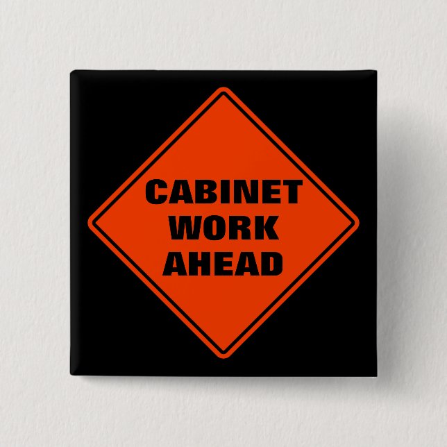 Badge Carré 5 Cm Armoire orange travailler avant panneau routier cl (Devant)