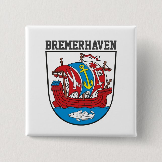 Badge Carré 5 Cm Armoiries de Bremerhaven, Allemagne (Devant)