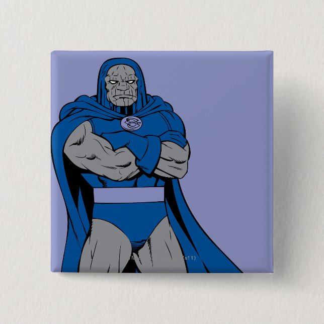 Badge Carré 5 Cm Armoiries de Darkseid croisées (Devant)