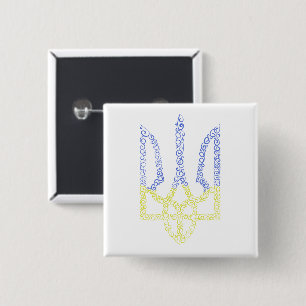 Badge Carré 5 Cm Armoiries de l'Ukraine trident motif de la spirale