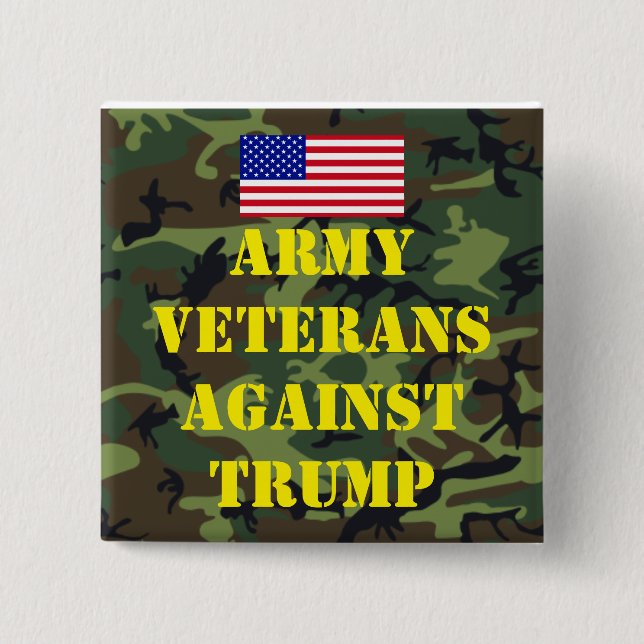 Badge Carré 5 Cm Army Veterans Against Trump Button (Devant)