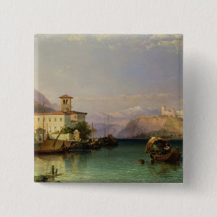 Badge Carré 5 Cm Arona et le château d'Angera, lac Maggiore, 185
