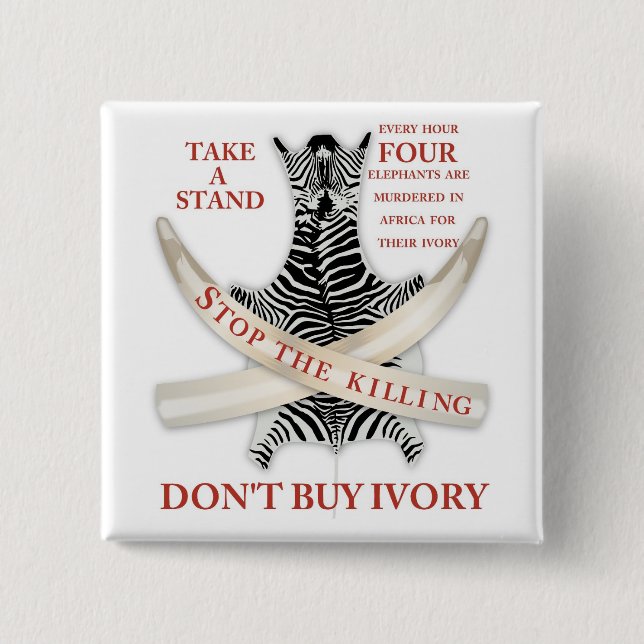 Badge Carré 5 Cm arrêter le meurtre (Devant)