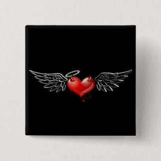 Badge Carré 5 Cm Arrière - plan de diable d'ange