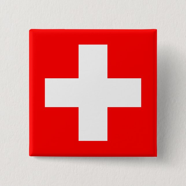 Badge Carré 5 Cm Arrière - plan Editable, le drapeau de la Suisse (Devant)