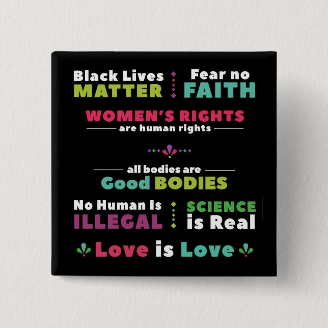 Badge Carré 5 Cm Arrière - plan noir de Pin de solidarité (Devant)