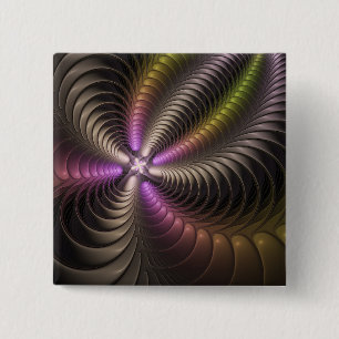 Badge Carré 5 Cm Art abstrait brillant tripant coloré 3D fractal
