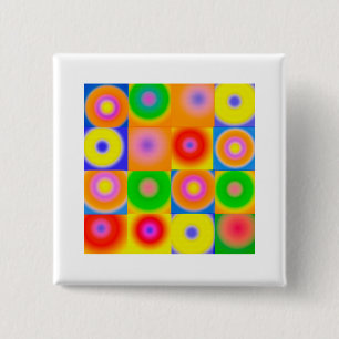 Badge Carré 5 Cm Art Abstrait coloré heureux