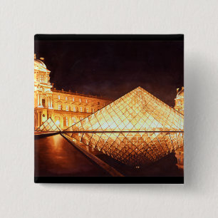 Badge Carré 5 Cm Art d'aquarelle de "Les Lumieres du Louvre"