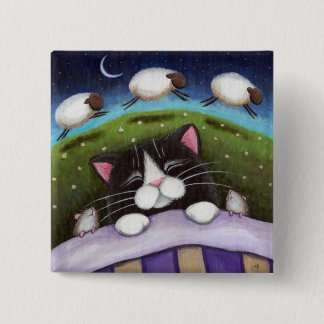 Badge Carré 5 Cm Art de chat et de souris d'imaginaire
