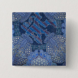 Badge Carré 5 Cm Art de mosaïque ornée bleue, Allemagne