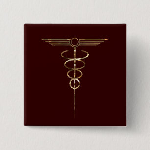 Badge Carré 5 Cm Art déco Caduceus