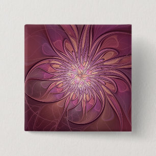 Badge Carré 5 Cm Art floral fractal moderne abstrait couleurs de ba