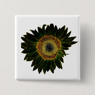 Badge Carré 5 Cm Art floral minimaliste néon jaune tournesol