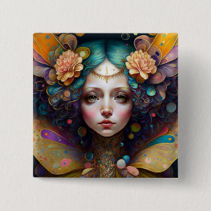 Badge Carré 5 Cm Art Imaginaire Fairy Trippy