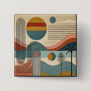 Badge Carré 5 Cm Art moderne du milieu du XXe siècle Lever de solei