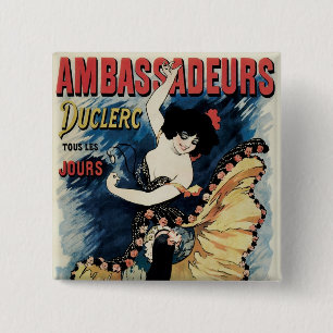 Badge Carré 5 Cm Art Nouveau vintage, danseuse de flamenco espagnol