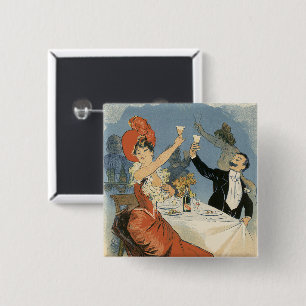 Badge Carré 5 Cm Art Nouveau vintage, Taverne Olympia Restaurant