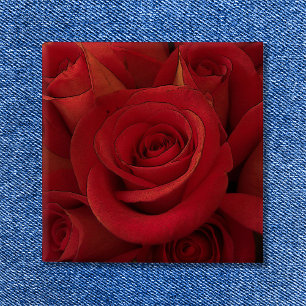 Badge Carré 5 Cm Art photo Red Rose
