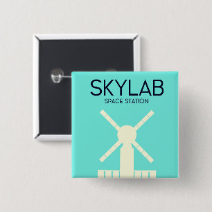 Badge Carré 5 Cm Art spatial de la station spatiale Skylab