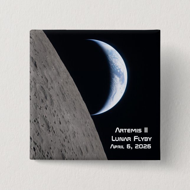 Badge Carré 5 Cm Artemis II Lunar Flyby (Devant)
