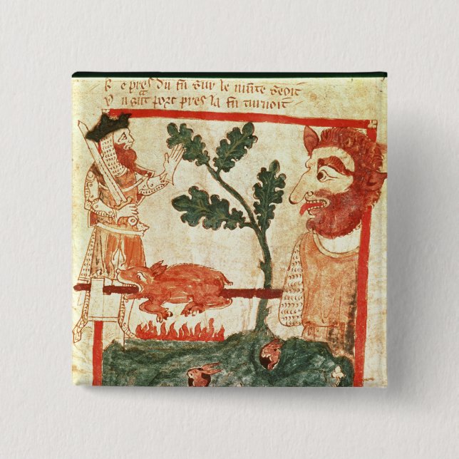 Badge Carré 5 Cm Arthur rencontre la torréfaction géante un porc (Devant)