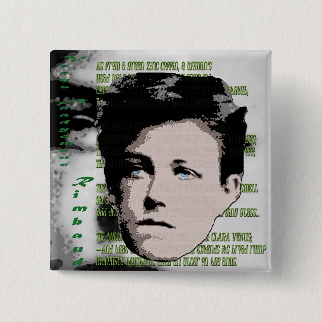 Badge Carré 5 Cm Arthur Rimbaud (Devant)