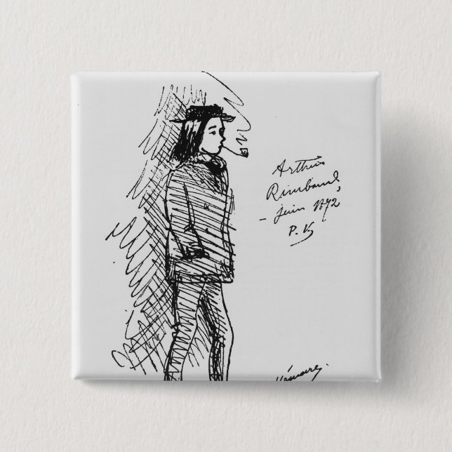 Badge Carré 5 Cm Arthur Rimbaud en juin 1872 (Devant)