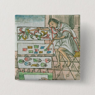 Badge Carré 5 Cm Artisan aztèque de plume