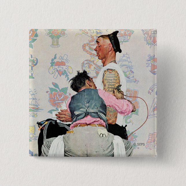 Badge Carré 5 Cm Artiste de tatouage (Devant)