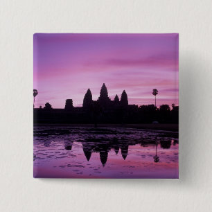 Badge Carré 5 Cm Asie, Cambodge, Siem Reap, Angkor Vat (b. 12e 2