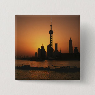Badge Carré 5 Cm ASIE, Chine, Shanghai Vue de la télévision Orienta