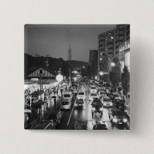 Badge Carré 5 Cm Asie, Japon, Tokyo. Soir, gare de Harajuku,