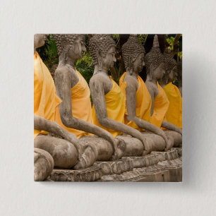 Badge Carré 5 Cm Asie, Thaïlande, Siam, Bouddhas à Ayutthaya
