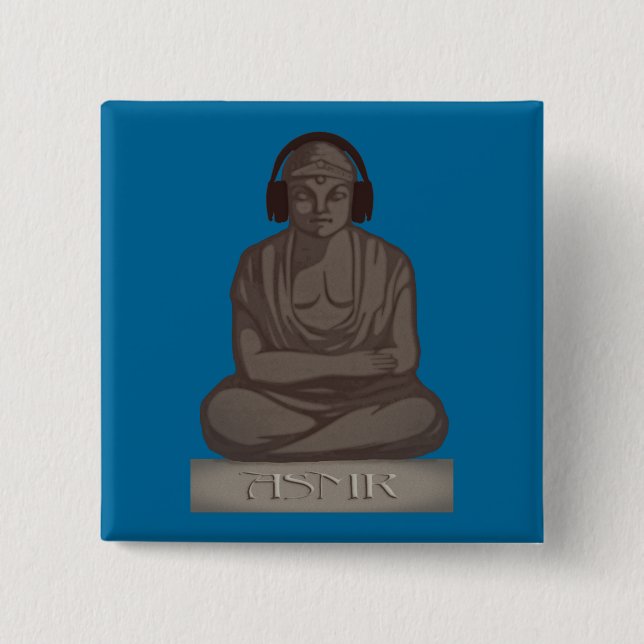 Badge Carré 5 Cm ASMR Bouddha (Devant)