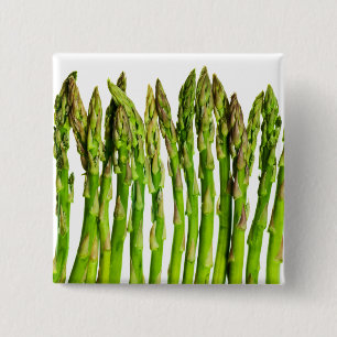 Badge Carré 5 Cm Asperge sur le blanc - arrière - plan végétarie