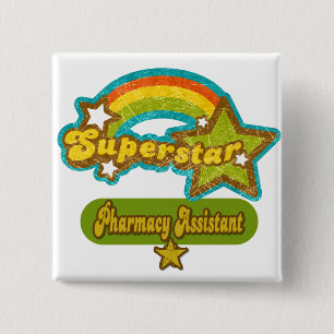 Badge Carré 5 Cm Assistant de pharmacie de superstar