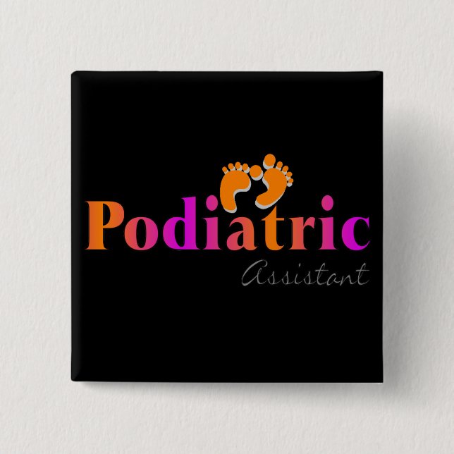 Badge Carré 5 Cm Assistant de Podiatric avec 2 pieds de conception (Devant)