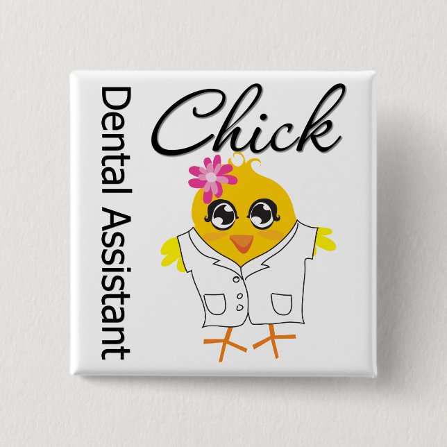 Badge Carré 5 Cm Assistant dentaire Chick (Devant)