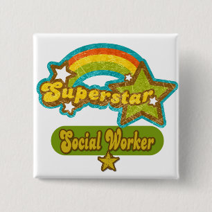 Badge Carré 5 Cm Assistant social de superstar