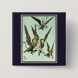 Badge Carré 5 Cm Assistant vintage d'Oz, singes volants avec Doroth