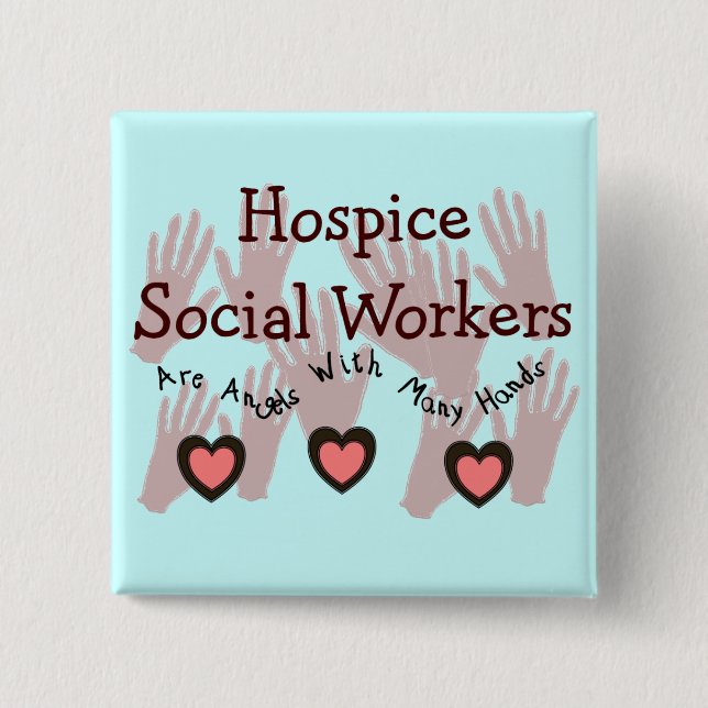 Badge Carré 5 Cm Assistants sociaux d'hospice "anges avec beaucoup (Devant)