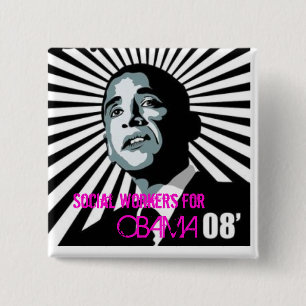 Badge Carré 5 Cm assistants sociaux pour obama