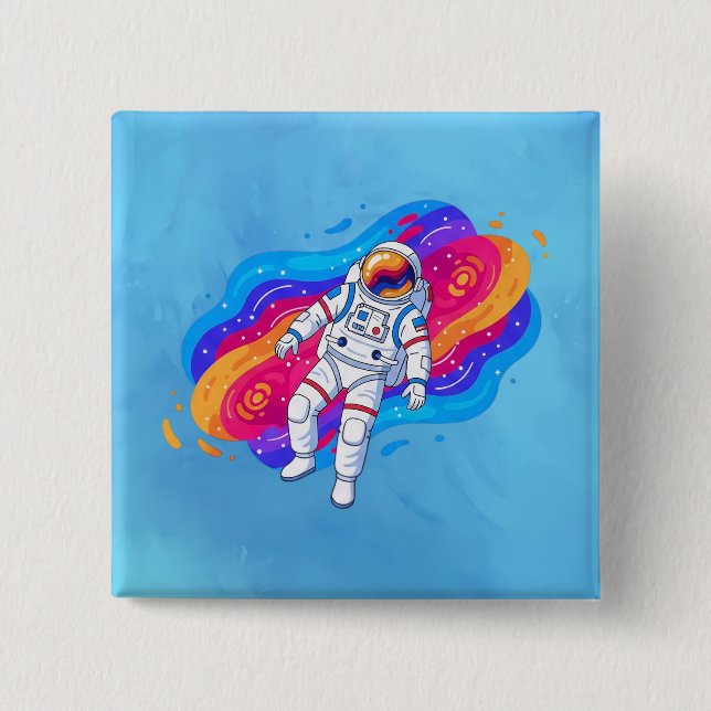 Badge Carré 5 Cm Astronaute (Devant)