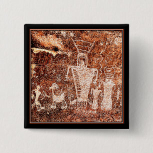 BADGE CARRÉ 5 CM ASTRONAUTES ANTIQUES
